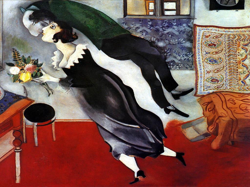 現代のマルク・シャガールの誕生日油絵